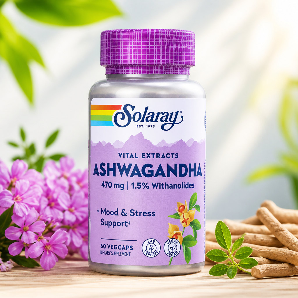 Solaray Ashwagandha 470 mg, 60 vegetarian kapsula — stress va asab tizimi uchun adaptogen 🧠🌿 - Витамины/нутриенты