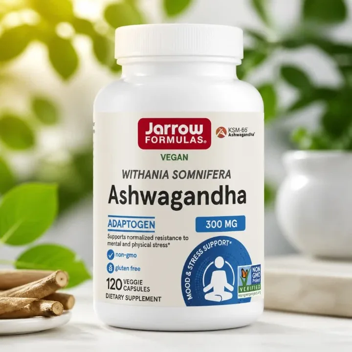 Jarrow Formulas Ashwagandha 300 mg (KSM-66®), 120 kapsula — stress, recovery va asab tizimi uchun adaptogen 🧠🌿 - Витамины/нутриенты