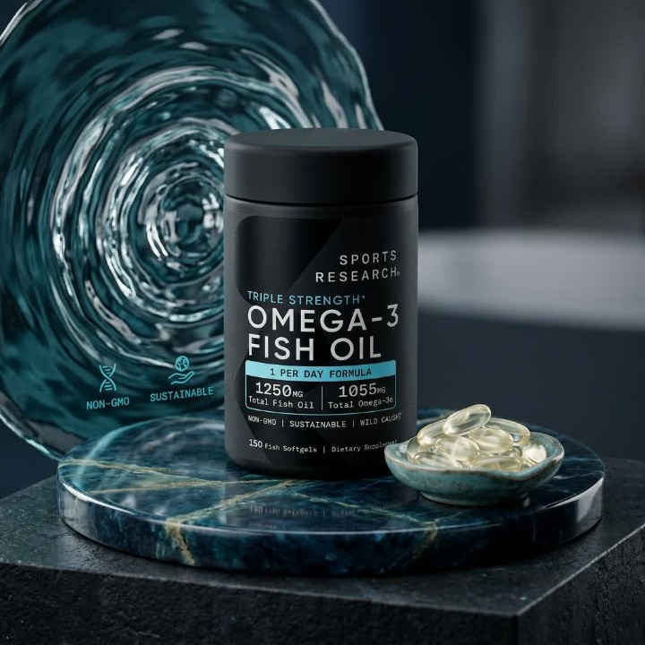Sports Research Omega-3 Triple Strength — TG (Triglyceride Form) shaklidagi premium baliq yog‘i 🐟 - Витамины/нутриенты