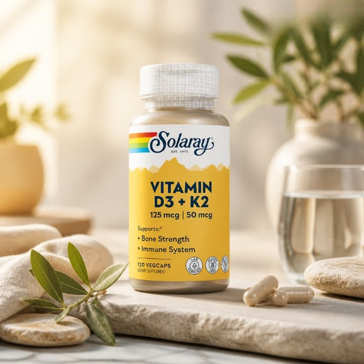 Solaray Vitamin D3 + K2, soy free, 120 vegetarian kapsula — immunitet, suyak va yurak uchun support ☀️🦴 - Витамины/нутриенты