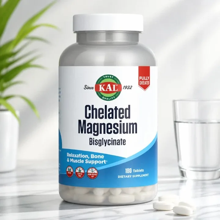 KAL Magnesium Bisglycinate, 180 tabletka (1 tabletkada 105 mg) — uyqu, asab tizimi va recovery uchun yuqori so‘riluvchi magnesium 😴🧘 - Витамины/нутриенты